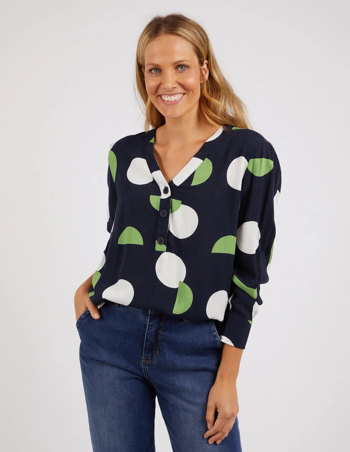 ELM_STORMY SPOT BLOUSE _ STORMY SPOT BLOUSE _ Ebony Boutique NZ