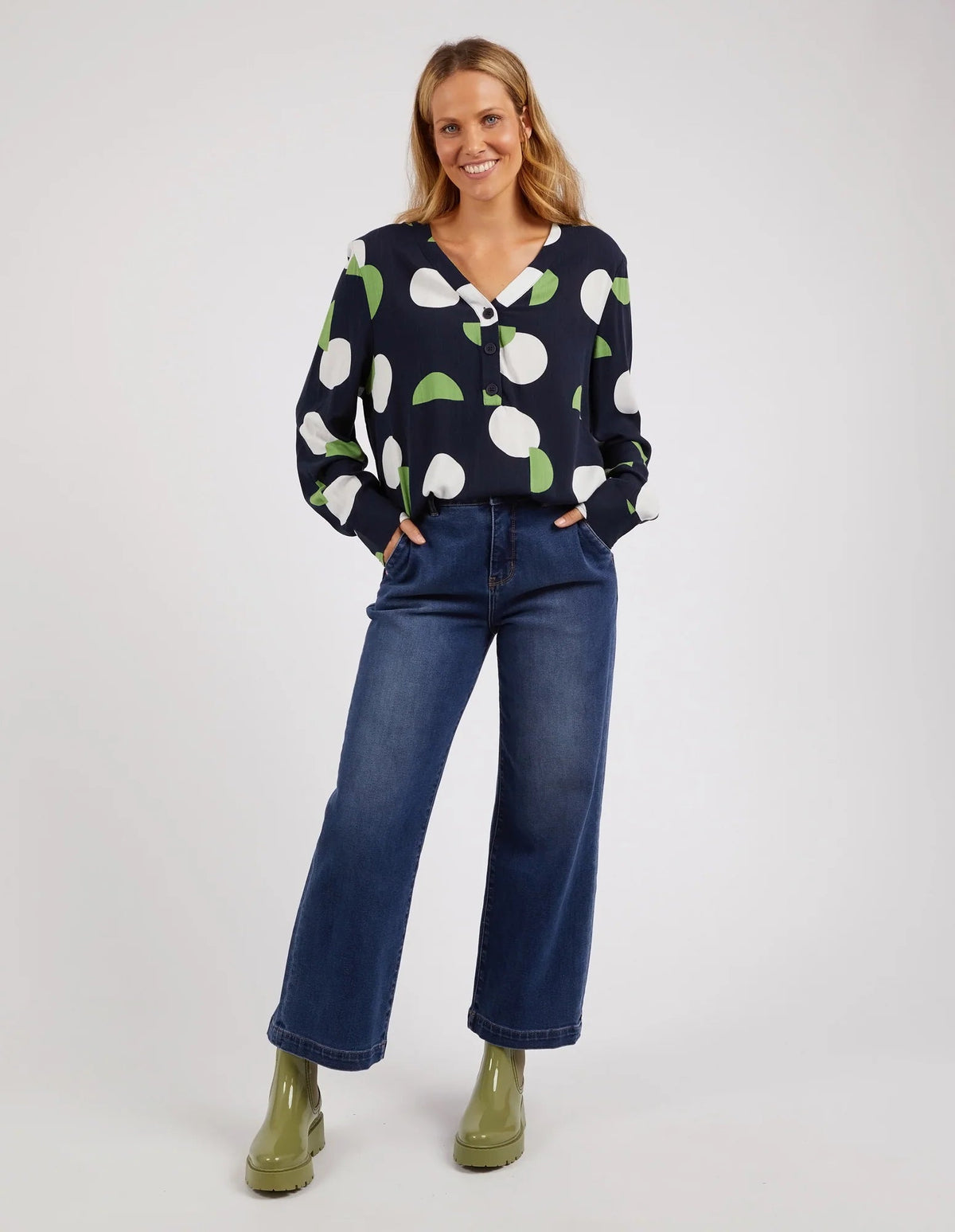 ELM_STORMY SPOT BLOUSE _ STORMY SPOT BLOUSE _ Ebony Boutique NZ