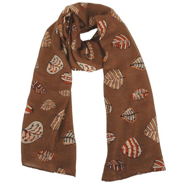 ENHANCE_LEAVES SCARF COFFEE _ LEAVES SCARF COFFEE _ Ebony Boutique NZ