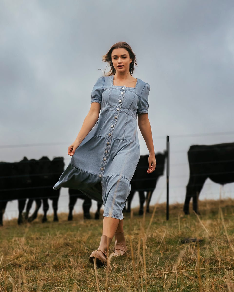 FOXWOOD_ASTRID DENIM DRESS _ ASTRID DENIM DRESS _ Ebony Boutique NZ