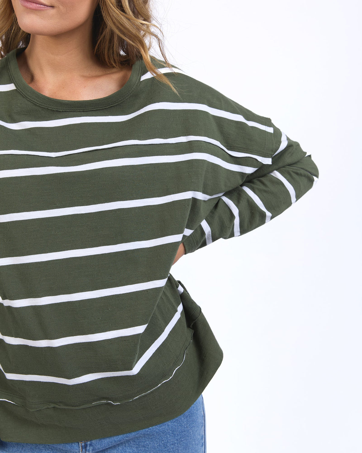 FOXWOOD_JAYNE STRIPE THROW ON TOP KHAKI _ JAYNE STRIPE THROW ON TOP KHAKI _ Ebony Boutique NZ