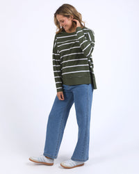 FOXWOOD_JAYNE STRIPE THROW ON TOP KHAKI _ JAYNE STRIPE THROW ON TOP KHAKI _ Ebony Boutique NZ