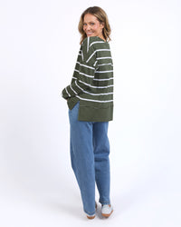 FOXWOOD_JAYNE STRIPE THROW ON TOP KHAKI _ JAYNE STRIPE THROW ON TOP KHAKI _ Ebony Boutique NZ
