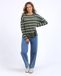 FOXWOOD_JAYNE STRIPE THROW ON TOP KHAKI _ JAYNE STRIPE THROW ON TOP KHAKI _ Ebony Boutique NZ