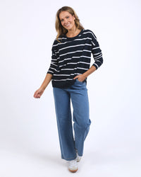 FOXWOOD_JAYNE STRIPE THROW ON TOP NAVY _ JAYNE STRIPE THROW ON TOP NAVY _ Ebony Boutique NZ