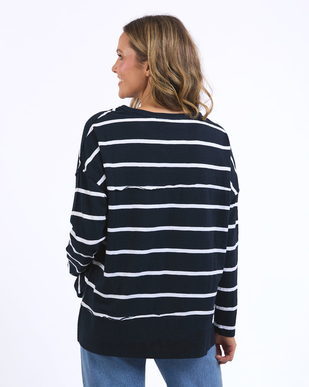 FOXWOOD_JAYNE STRIPE THROW ON TOP NAVY _ JAYNE STRIPE THROW ON TOP NAVY _ Ebony Boutique NZ