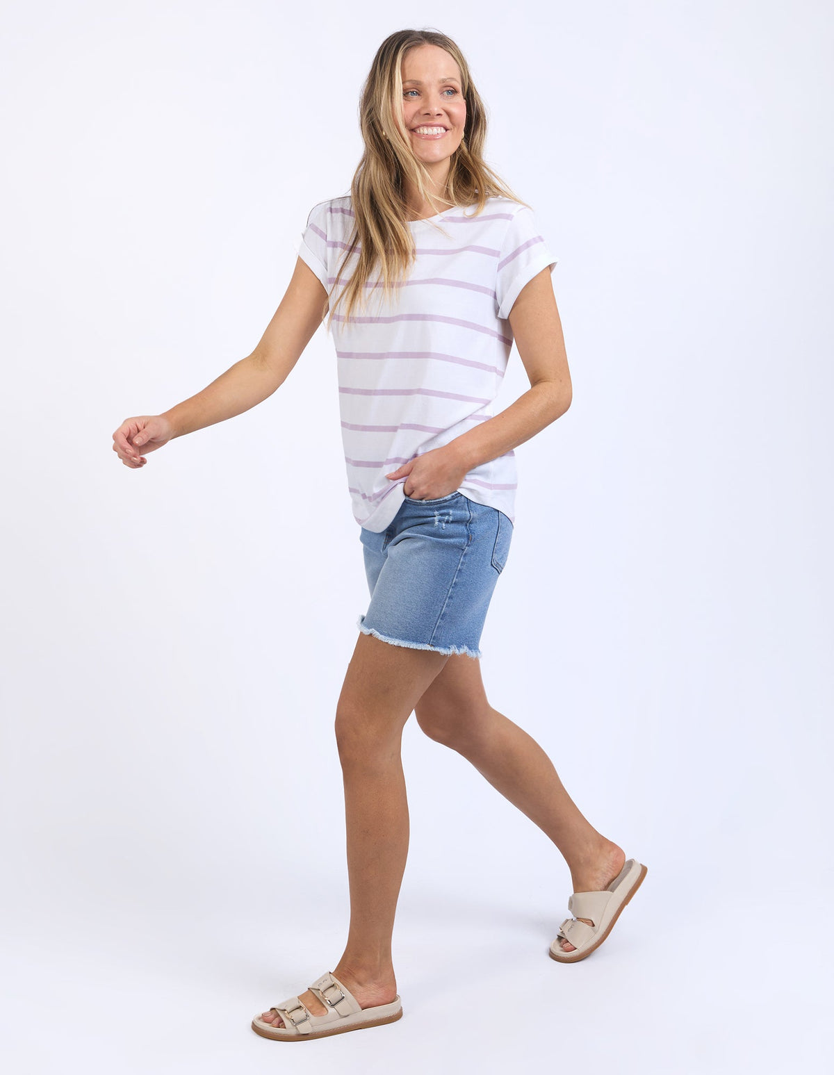 FOXWOOD_MANLY STRIPE TEE LAVENDER _ MANLY STRIPE TEE LAVENDER _ Ebony Boutique NZ