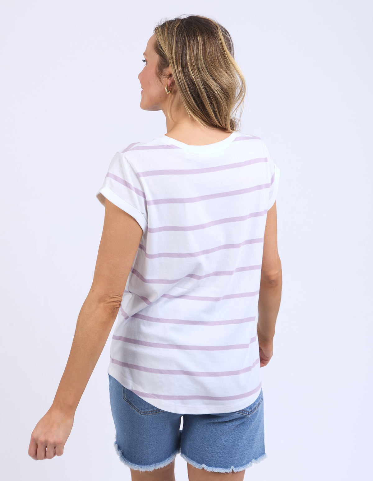 FOXWOOD_MANLY STRIPE TEE LAVENDER _ MANLY STRIPE TEE LAVENDER _ Ebony Boutique NZ