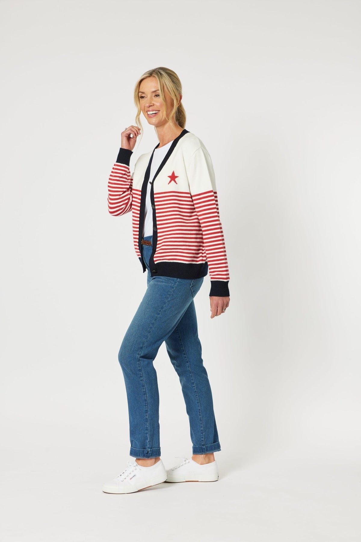 GORDON SMITH_BONNIE STRIPE CARDIGAN _ BONNIE STRIPE CARDIGAN _ Ebony Boutique NZ