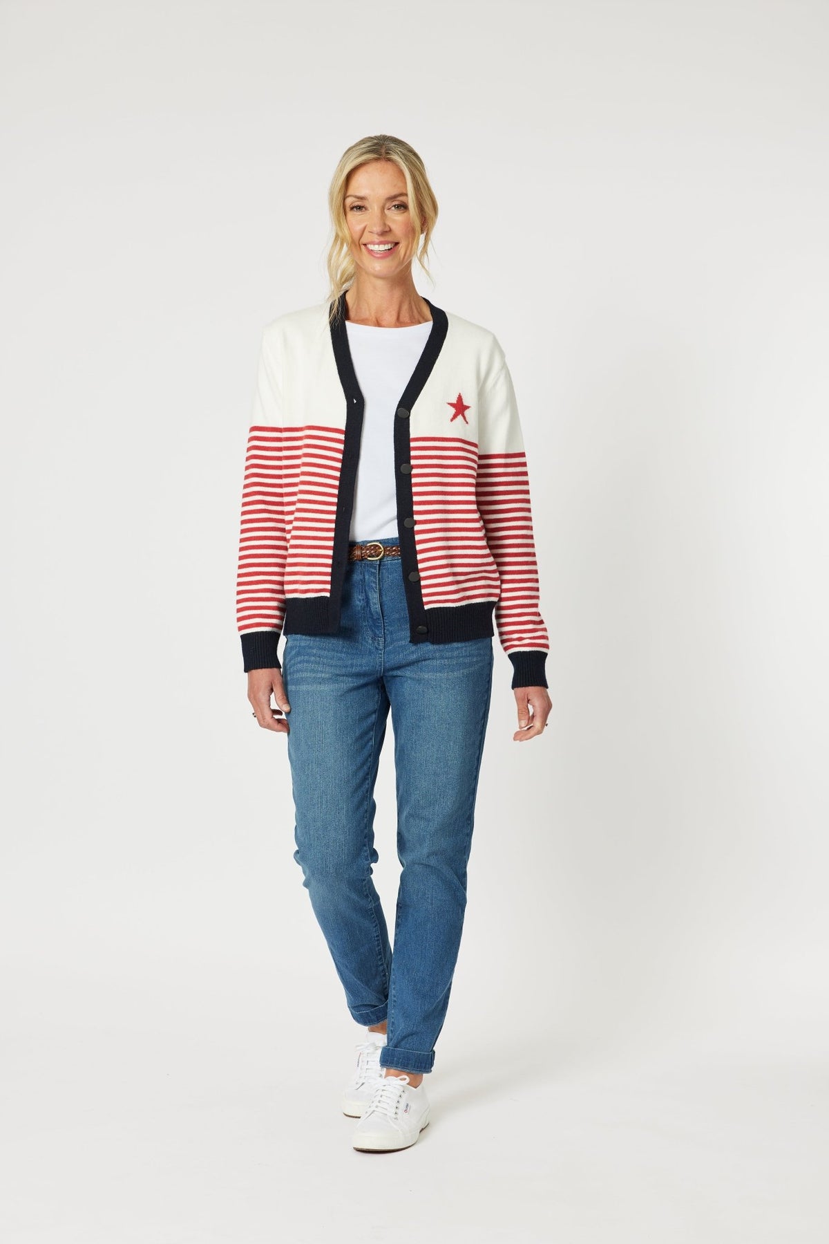 GORDON SMITH_BONNIE STRIPE CARDIGAN _ BONNIE STRIPE CARDIGAN _ Ebony Boutique NZ