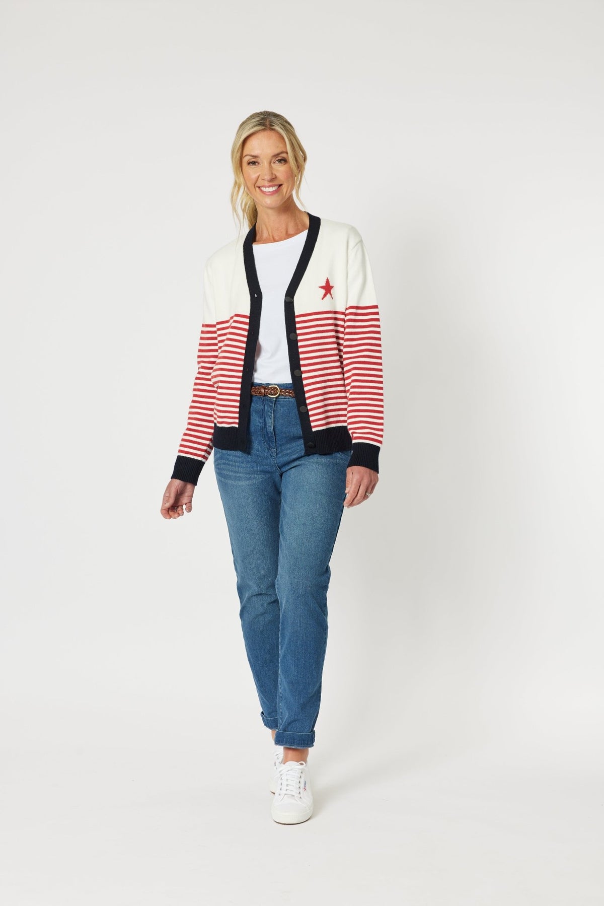 GORDON SMITH_BONNIE STRIPE CARDIGAN _ BONNIE STRIPE CARDIGAN _ Ebony Boutique NZ