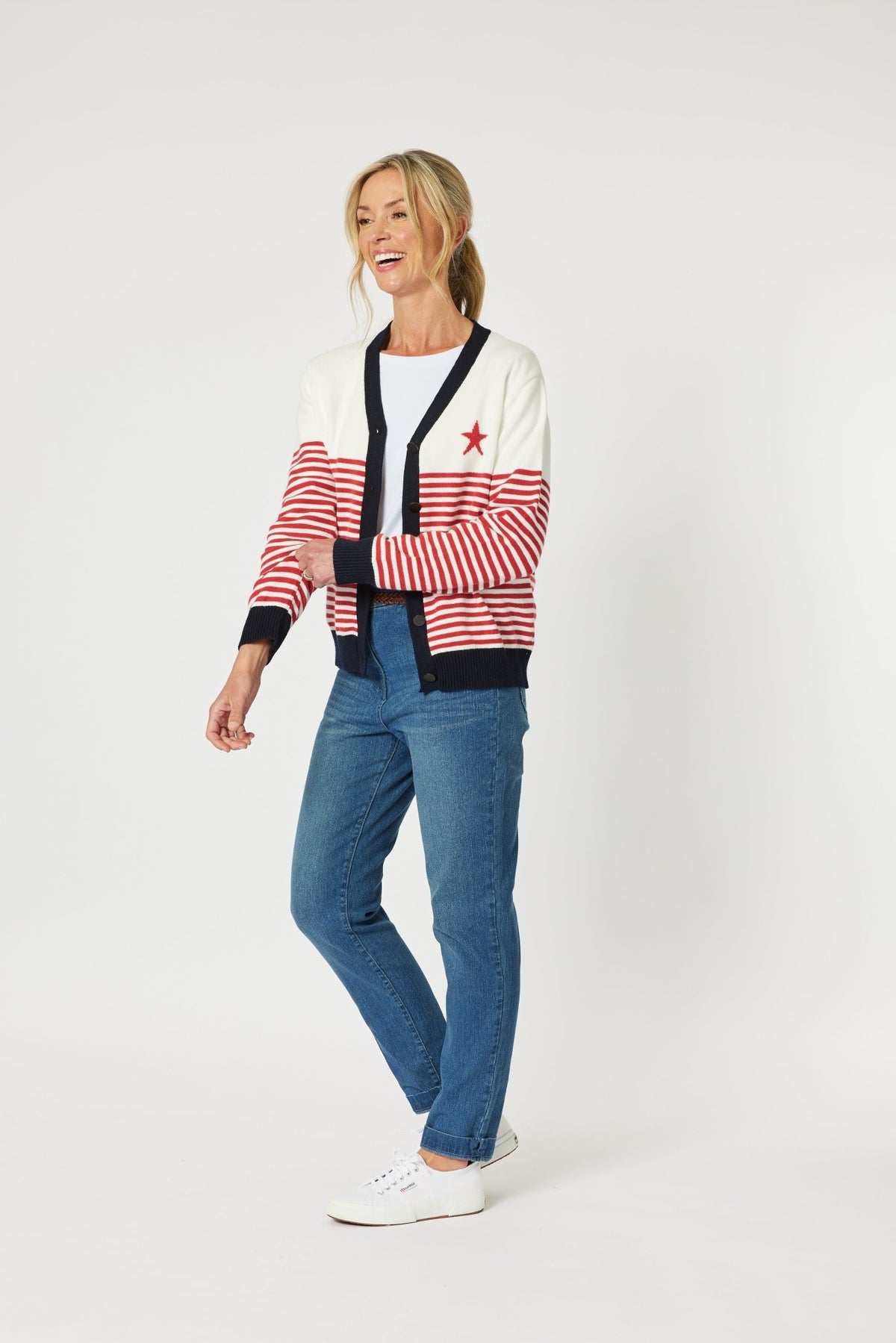 GORDON SMITH_BONNIE STRIPE CARDIGAN _ BONNIE STRIPE CARDIGAN _ Ebony Boutique NZ