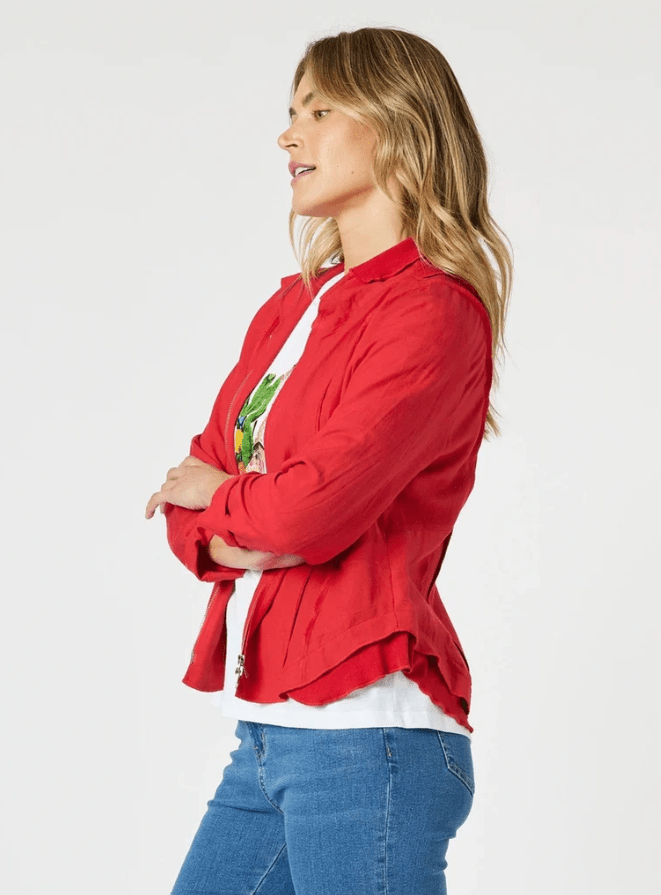 GORDON SMITH_LINO LE MARAIS JACKET RED _ LINO LE MARAIS JACKET RED _ Ebony Boutique NZ