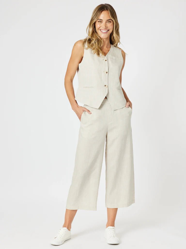 GORDON SMITH_LINO SHORT VEST NATURAL _ LINO SHORT VEST NATURAL _ Ebony Boutique NZ