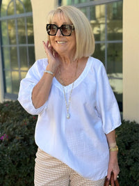 GORDON SMITH_LINO V NECK TOP WHITE _ LINO V NECK TOP WHITE _ Ebony Boutique NZ
