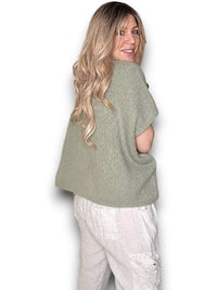 HELGA MAY_BABY ALPACA V NECK KNIT VEST SOFT GREEN _ BABY ALPACA V NECK KNIT VEST SOFT GREEN _ Ebony Boutique NZ