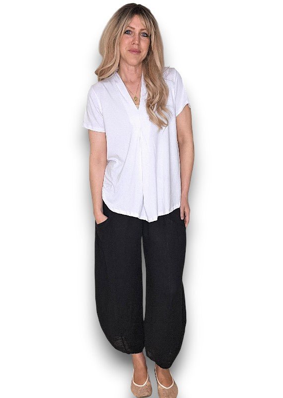 HELGA MAY_BARREL LINEN PANTS BLACK _ BARREL LINEN PANTS BLACK _ Ebony Boutique NZ