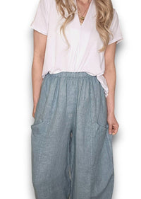 HELGA MAY_BARREL LINEN PANTS SEAFOAM _ BARREL LINEN PANTS SEAFOAM _ Ebony Boutique NZ