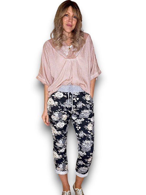 HELGA MAY_BOUQUET ROSE CORNELIA JOGGERS BLACK/GREY _ BOUQUET ROSE CORNELIA JOGGERS BLACK/GREY _ Ebony Boutique NZ