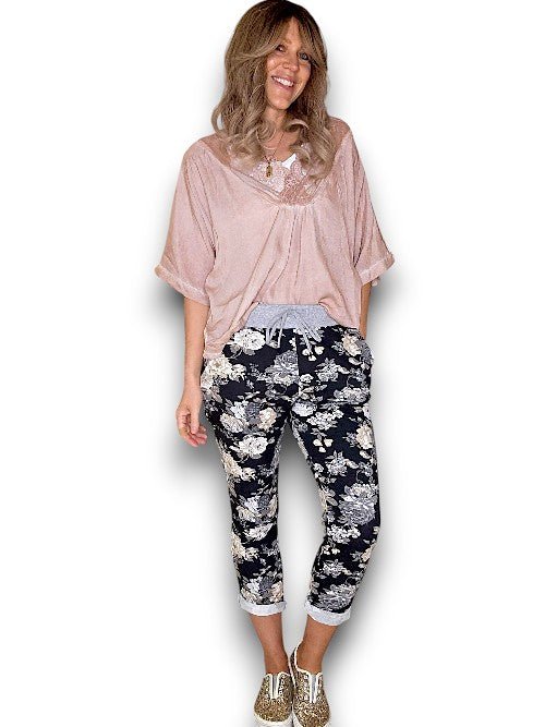 HELGA MAY_BOUQUET ROSE CORNELIA JOGGERS BLACK/GREY _ BOUQUET ROSE CORNELIA JOGGERS BLACK/GREY _ Ebony Boutique NZ