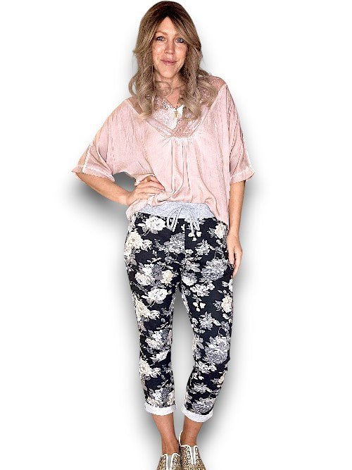 HELGA MAY_BOUQUET ROSE CORNELIA JOGGERS BLACK/GREY _ BOUQUET ROSE CORNELIA JOGGERS BLACK/GREY _ Ebony Boutique NZ