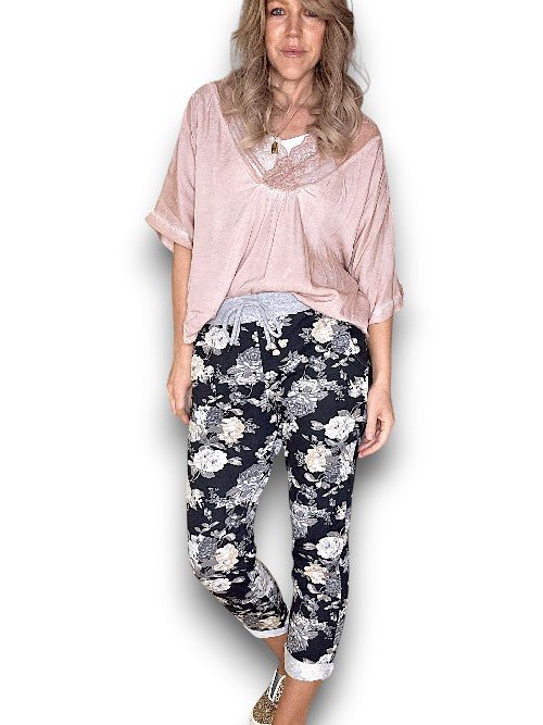 HELGA MAY_BOUQUET ROSE CORNELIA JOGGERS BLACK/GREY _ BOUQUET ROSE CORNELIA JOGGERS BLACK/GREY _ Ebony Boutique NZ