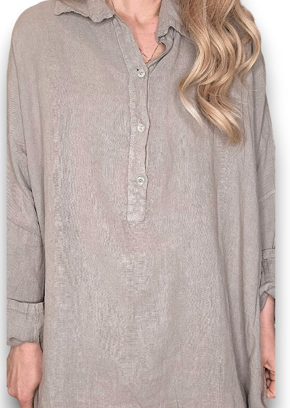 HELGA MAY_COASTAL TUNIC SHIRT MOCHA _ COASTAL TUNIC SHIRT MOCHA _ Ebony Boutique NZ