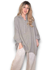 HELGA MAY_COASTAL TUNIC SHIRT MOCHA _ COASTAL TUNIC SHIRT MOCHA _ Ebony Boutique NZ