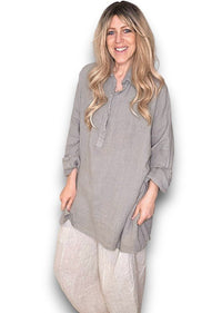 HELGA MAY_COASTAL TUNIC SHIRT MOCHA _ COASTAL TUNIC SHIRT MOCHA _ Ebony Boutique NZ