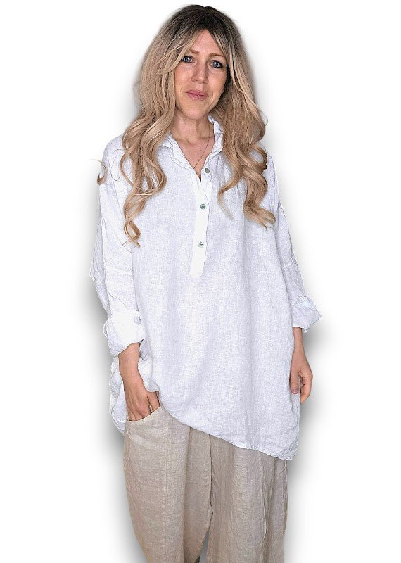 HELGA MAY_COASTAL TUNIC SHIRT WHITE _ COASTAL TUNIC SHIRT WHITE _ Ebony Boutique NZ
