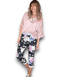 HELGA MAY_CORNELIA COTTON JOGGER JERSEY WAIST BOUQUET BLACK _ CORNELIA COTTON JOGGER JERSEY WAIST BOUQUET BLACK _ Ebony Boutique NZ