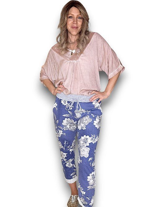 HELGA MAY_CORNELIA COTTON JOGGER JERSEY WAIST SHADES ROSE DENIM _ CORNELIA COTTON JOGGER JERSEY WAIST SHADES ROSE DENIM _ Ebony Boutique NZ