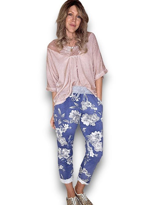 HELGA MAY_CORNELIA COTTON JOGGER JERSEY WAIST SHADES ROSE DENIM _ CORNELIA COTTON JOGGER JERSEY WAIST SHADES ROSE DENIM _ Ebony Boutique NZ