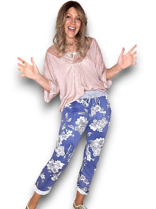 HELGA MAY_CORNELIA COTTON JOGGER JERSEY WAIST SHADES ROSE DENIM _ CORNELIA COTTON JOGGER JERSEY WAIST SHADES ROSE DENIM _ Ebony Boutique NZ