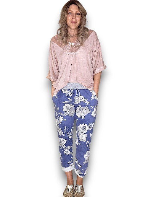 HELGA MAY_CORNELIA COTTON JOGGER JERSEY WAIST SHADES ROSE DENIM _ CORNELIA COTTON JOGGER JERSEY WAIST SHADES ROSE DENIM _ Ebony Boutique NZ