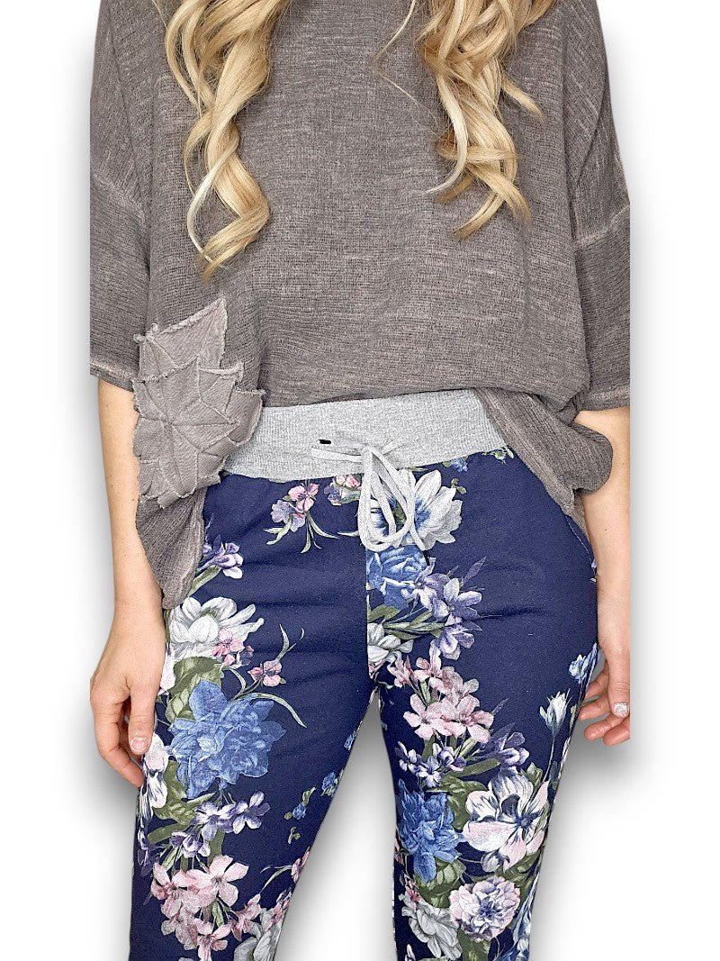 HELGA MAY_CORNELIA COTTON JOGGERS BOUQUET NAVY _ CORNELIA COTTON JOGGERS BOUQUET NAVY _ Ebony Boutique NZ