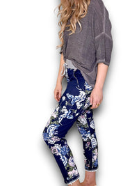 HELGA MAY_CORNELIA COTTON JOGGERS BOUQUET NAVY _ CORNELIA COTTON JOGGERS BOUQUET NAVY _ Ebony Boutique NZ