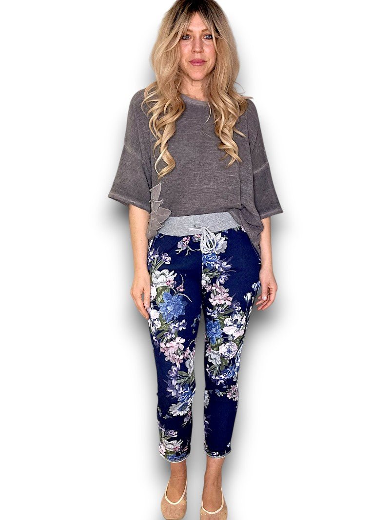 HELGA MAY_CORNELIA COTTON JOGGERS BOUQUET NAVY _ CORNELIA COTTON JOGGERS BOUQUET NAVY _ Ebony Boutique NZ