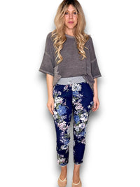 HELGA MAY_CORNELIA COTTON JOGGERS BOUQUET NAVY _ CORNELIA COTTON JOGGERS BOUQUET NAVY _ Ebony Boutique NZ