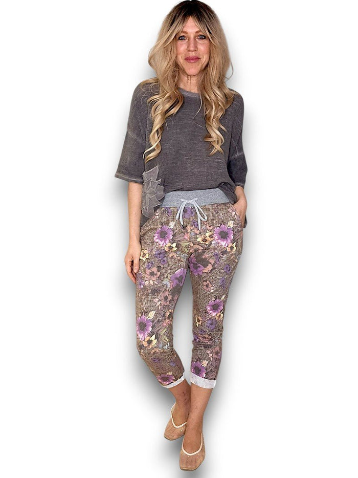HELGA MAY_CORNELIA COTTON JOGGERS FLORAL HOUNDSTOOTH _ CORNELIA COTTON JOGGERS FLORAL HOUNDSTOOTH _ Ebony Boutique NZ