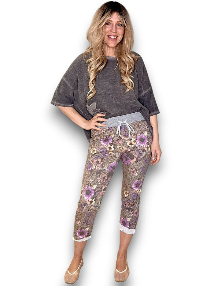 HELGA MAY_CORNELIA COTTON JOGGERS FLORAL HOUNDSTOOTH _ CORNELIA COTTON JOGGERS FLORAL HOUNDSTOOTH _ Ebony Boutique NZ