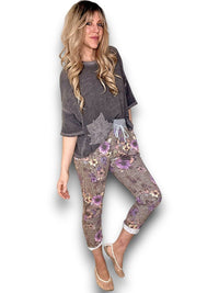 HELGA MAY_CORNELIA COTTON JOGGERS FLORAL HOUNDSTOOTH _ CORNELIA COTTON JOGGERS FLORAL HOUNDSTOOTH _ Ebony Boutique NZ