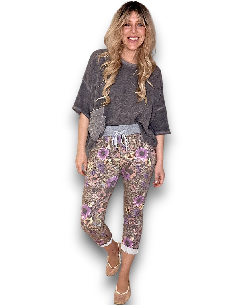 HELGA MAY_CORNELIA COTTON JOGGERS FLORAL HOUNDSTOOTH _ CORNELIA COTTON JOGGERS FLORAL HOUNDSTOOTH _ Ebony Boutique NZ