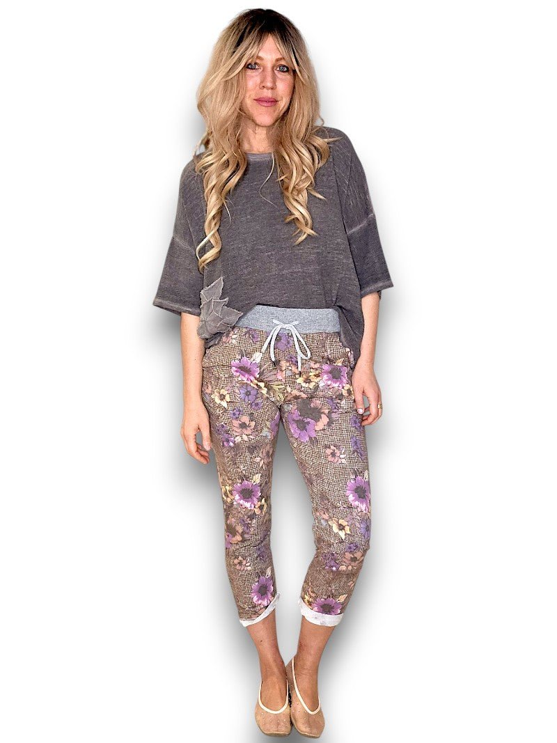 HELGA MAY_CORNELIA COTTON JOGGERS FLORAL HOUNDSTOOTH _ CORNELIA COTTON JOGGERS FLORAL HOUNDSTOOTH _ Ebony Boutique NZ