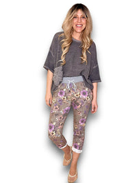 HELGA MAY_CORNELIA COTTON JOGGERS FLORAL HOUNDSTOOTH _ CORNELIA COTTON JOGGERS FLORAL HOUNDSTOOTH _ Ebony Boutique NZ