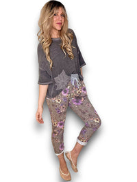 HELGA MAY_CORNELIA COTTON JOGGERS FLORAL HOUNDSTOOTH _ CORNELIA COTTON JOGGERS FLORAL HOUNDSTOOTH _ Ebony Boutique NZ