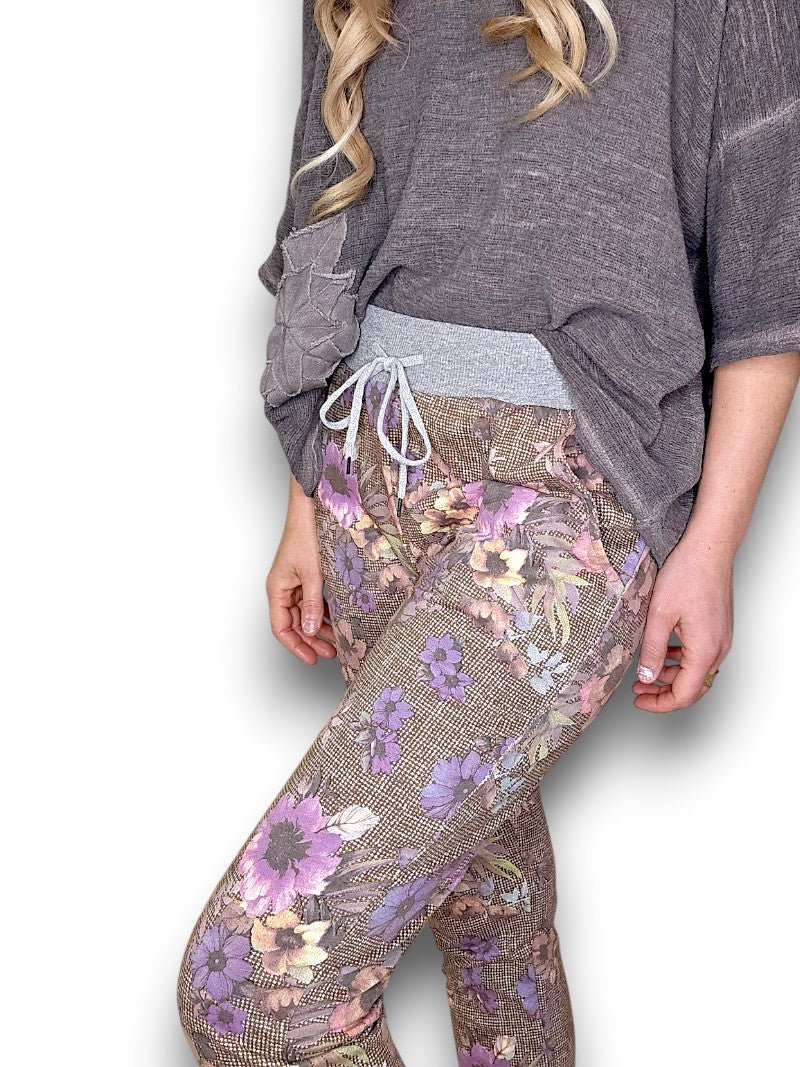 HELGA MAY_CORNELIA COTTON JOGGERS FLORAL HOUNDSTOOTH _ CORNELIA COTTON JOGGERS FLORAL HOUNDSTOOTH _ Ebony Boutique NZ