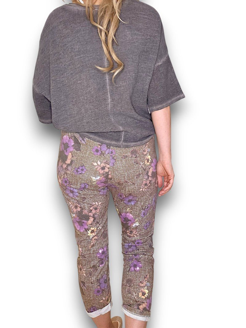 HELGA MAY_CORNELIA COTTON JOGGERS FLORAL HOUNDSTOOTH _ CORNELIA COTTON JOGGERS FLORAL HOUNDSTOOTH _ Ebony Boutique NZ