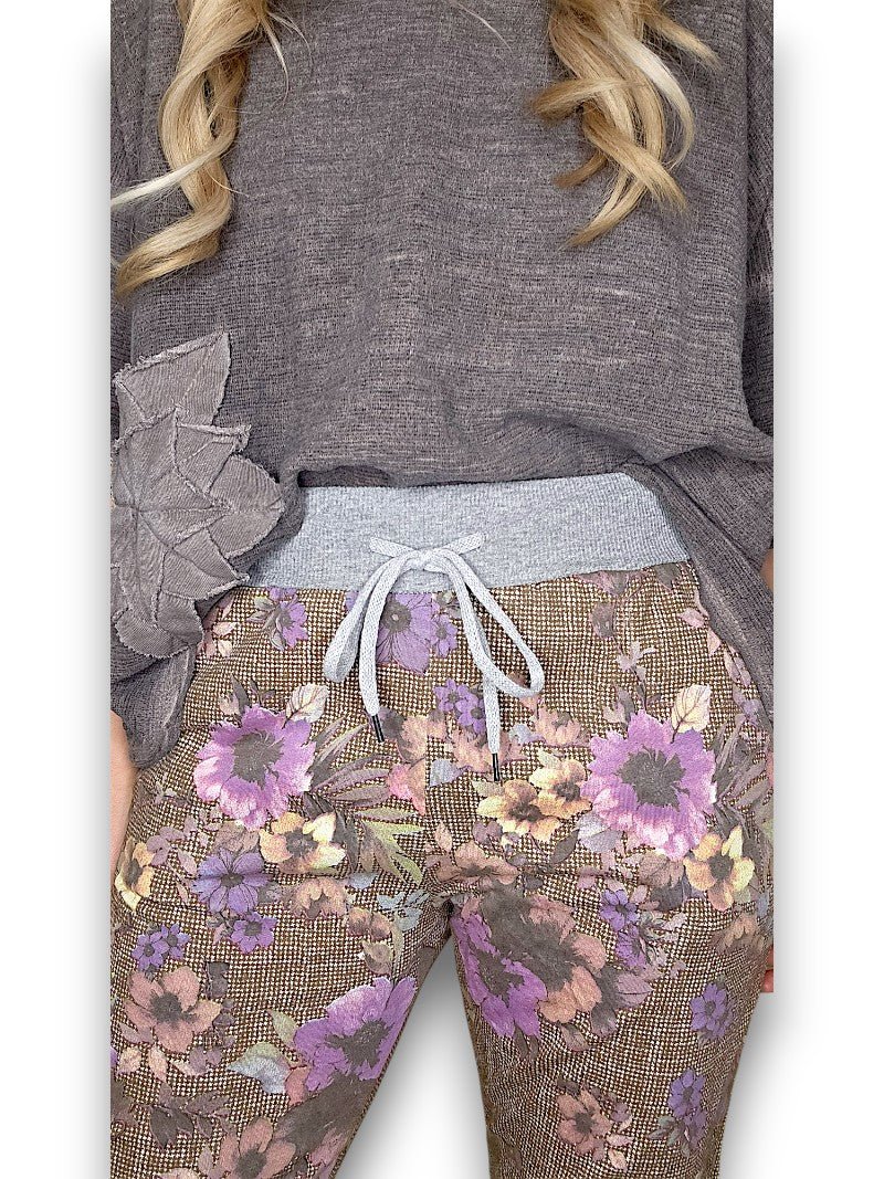 HELGA MAY_CORNELIA COTTON JOGGERS FLORAL HOUNDSTOOTH _ CORNELIA COTTON JOGGERS FLORAL HOUNDSTOOTH _ Ebony Boutique NZ