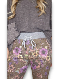 HELGA MAY_CORNELIA COTTON JOGGERS FLORAL HOUNDSTOOTH _ CORNELIA COTTON JOGGERS FLORAL HOUNDSTOOTH _ Ebony Boutique NZ